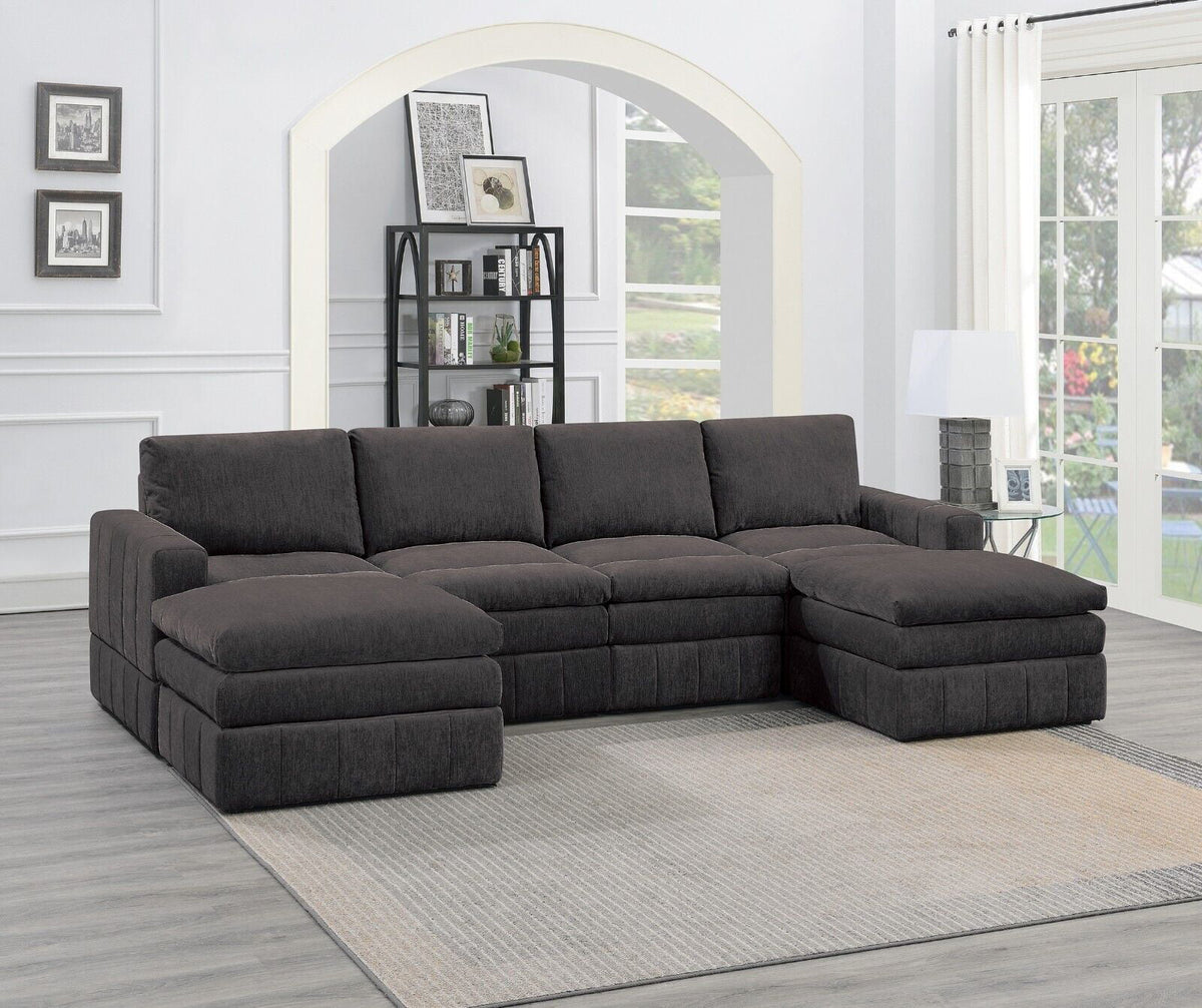 Plush Cushion 6pc Modular Sectional Set with Ottoman Y599