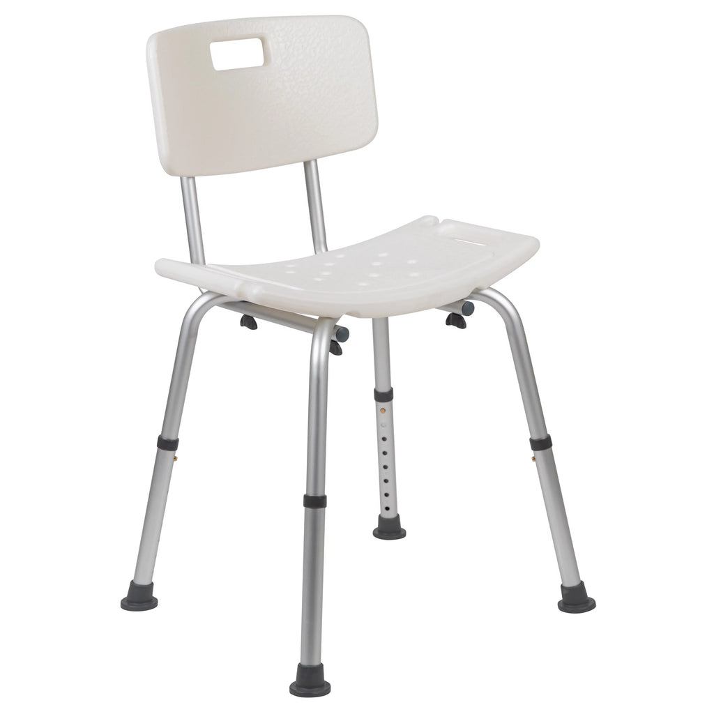 White Adjustable Bath & Shower Chair with Back W4587