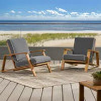 Acacia Wood Club Chairs with Cushions, Set of 2 C70152