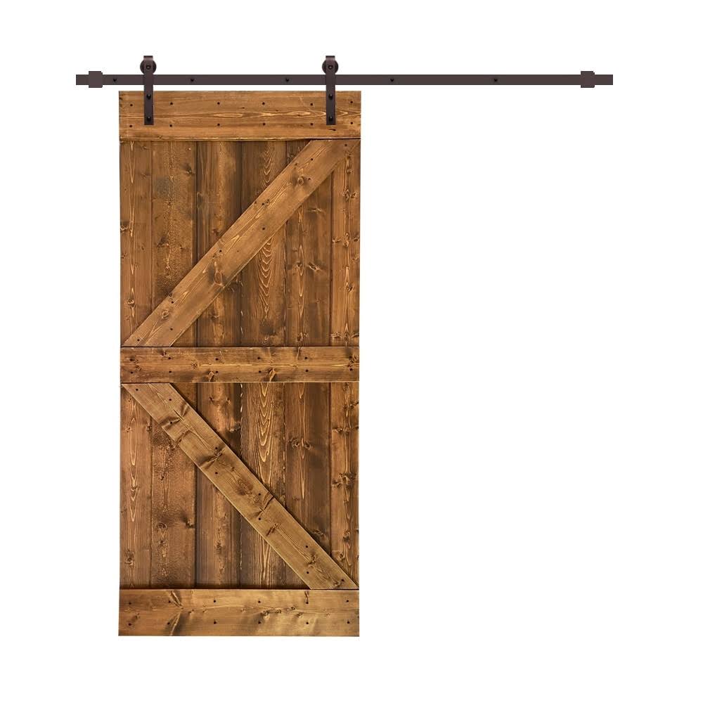 Charcoal Black Stained Wood Interior Sliding Barn Door with Hardware Kit M72876