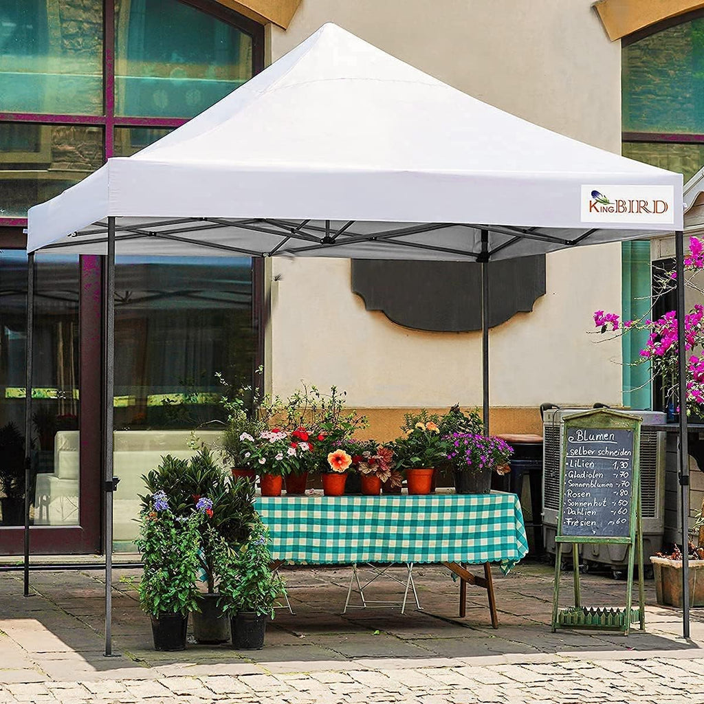 10'x10' Heavy Duty Pop Up Canopy Tent with Roller Bag - White P5033