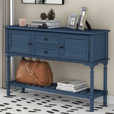 Navy Console Table with 2 Drawers Y220041