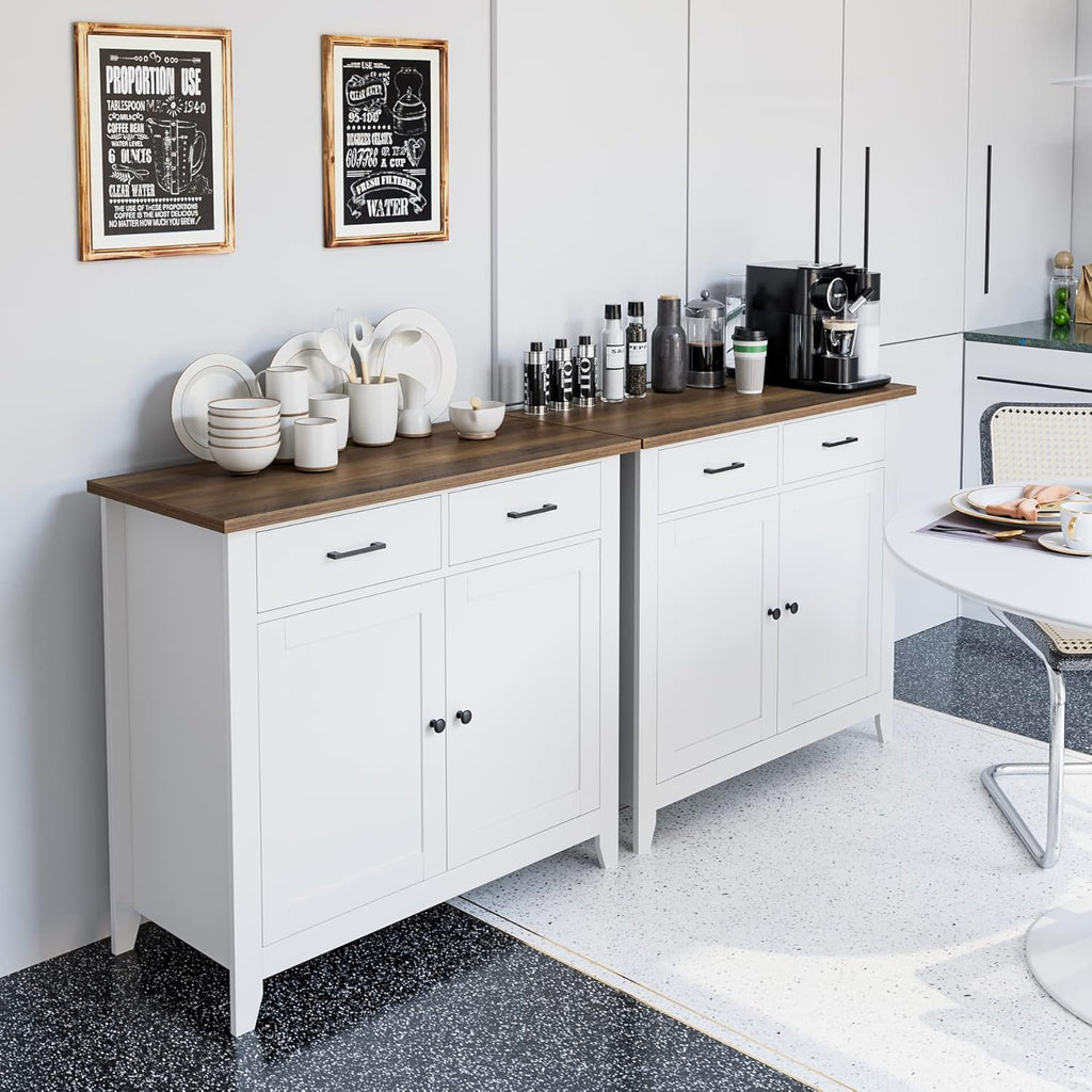 Ivory White Kitchen Storage Cabinet with Drawers and Doors X6916