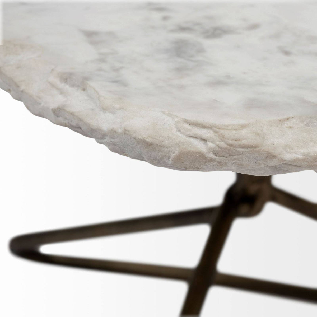 White Marble Top Gold Metal Base Coffee Table L884