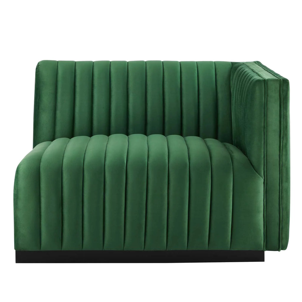Black Emerald Velvet Right-Arm Chair A74253