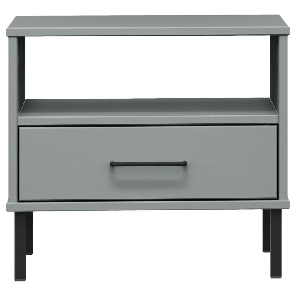 Gray Bedside Table with Metal Legs G714
