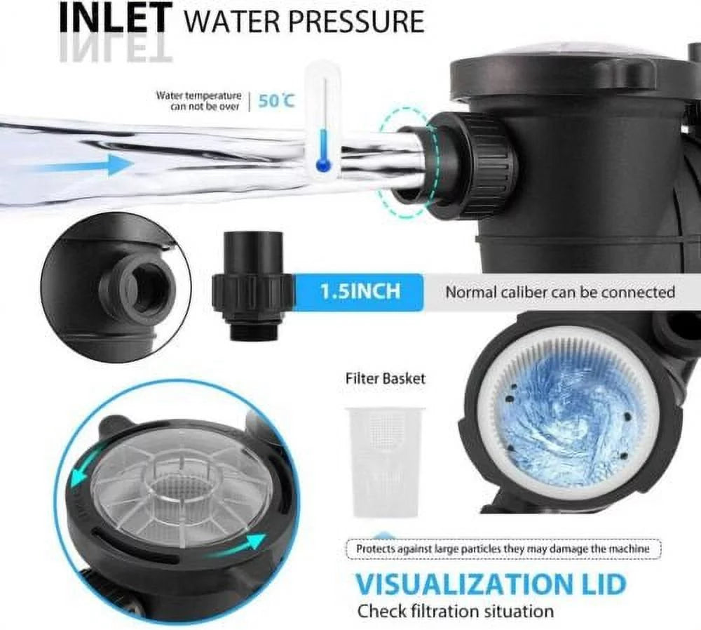 2.0HP Swimming Pool Pump with Strainer Filter A6301