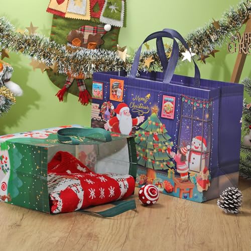 24 Pack Assorted Sizes Non-Woven Reusable Tote Bags with Handles A474746
