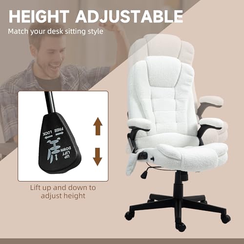White Velvet High Back Reclining Office Chair with Remote X485327