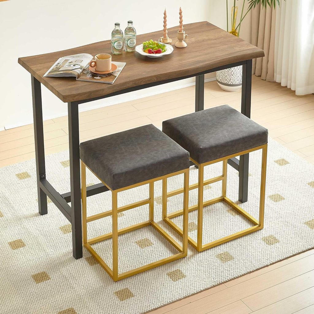 Grey PU Leather Bar Stools Set of 2 V30782