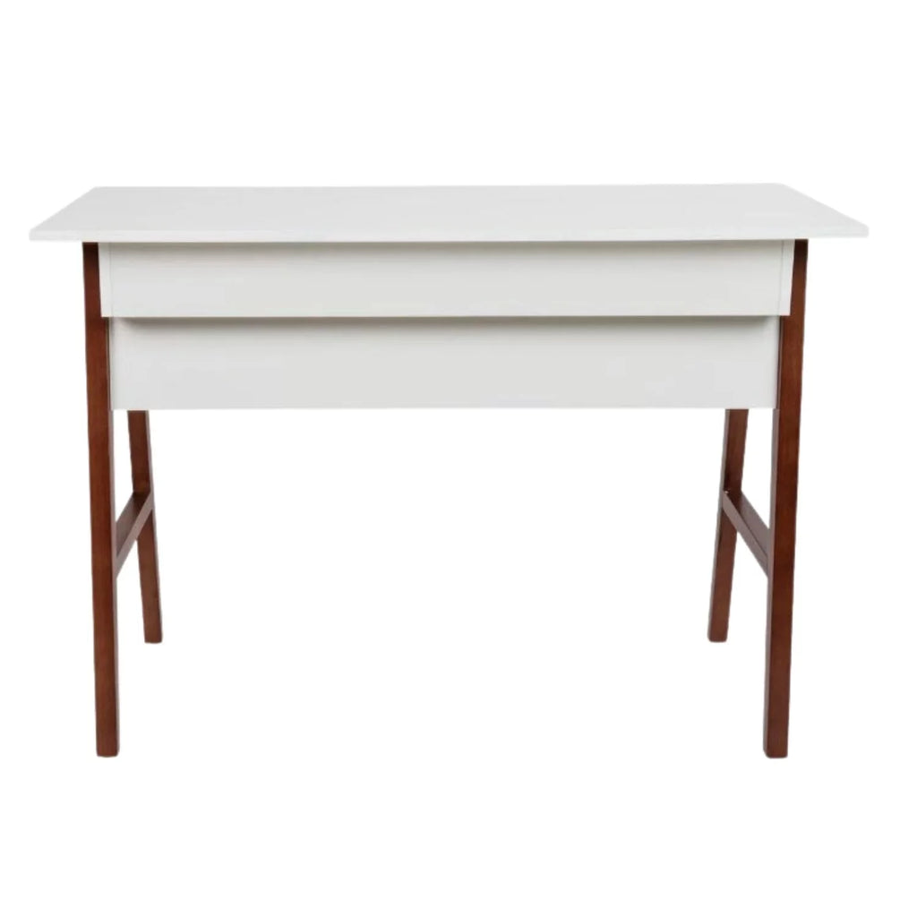 White and Walnut Computer Desk With Drawer L128754