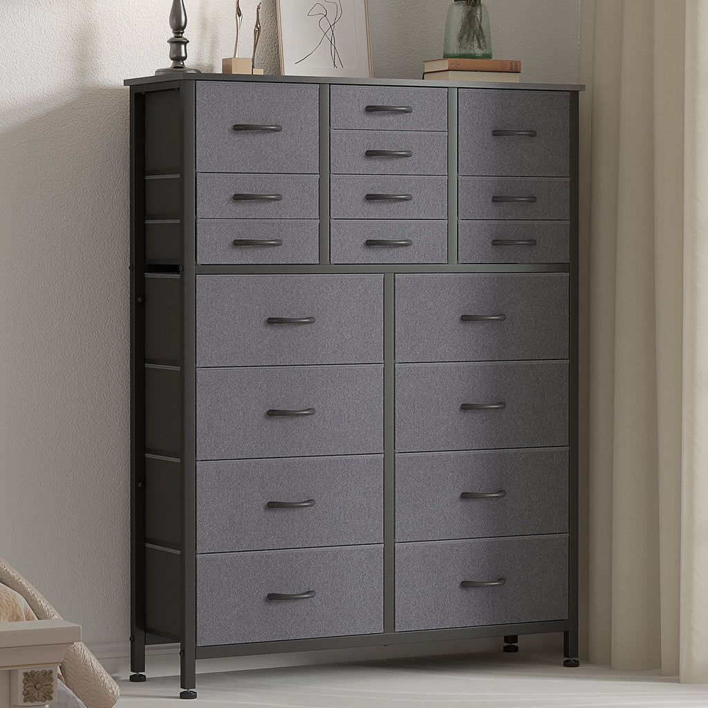 Rustic Brown 18 Drawer Fabric Dresser U6837