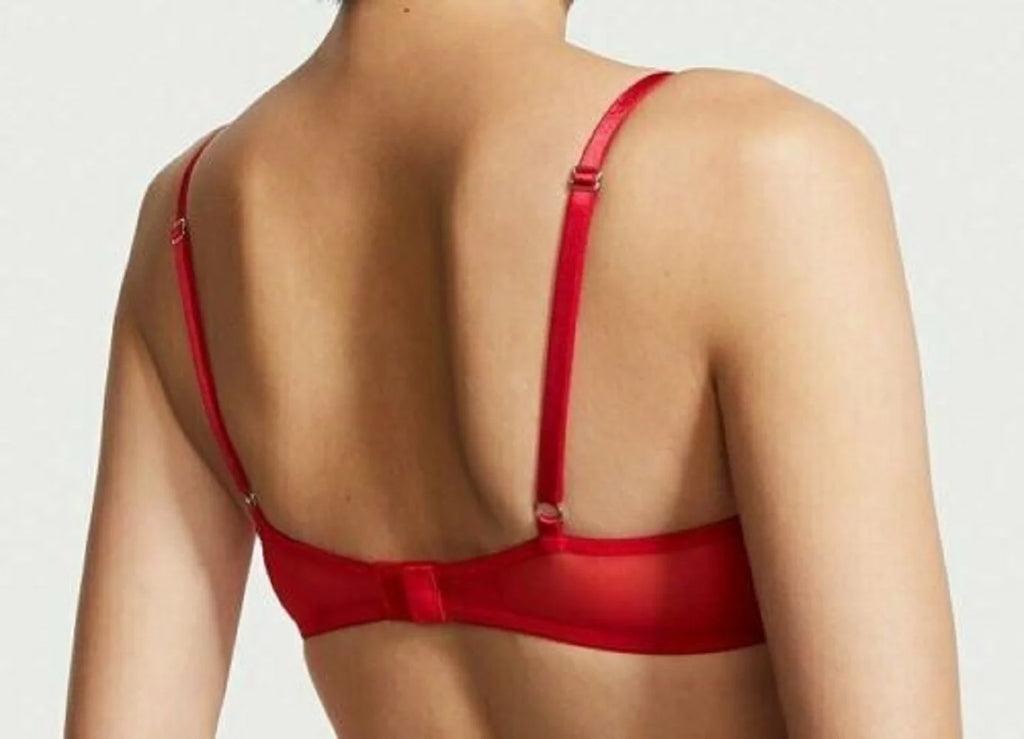 Red Sheer Mesh Balconette Bra 34DDD E535939