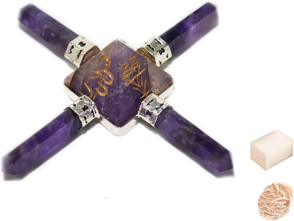 Amethyst Selenite Pyramid W83937