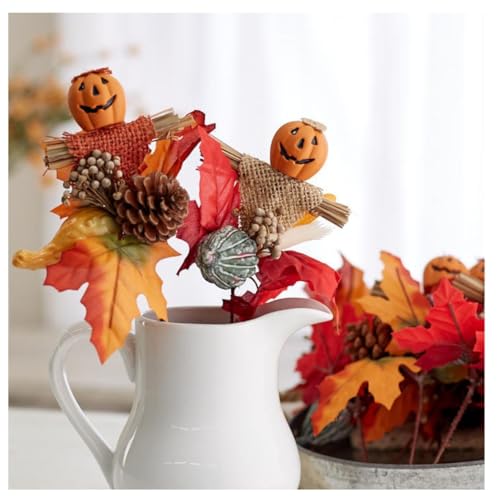 Set of 12 Assorted Pumpkin Face Picks 8-1/2 Inches High A314
