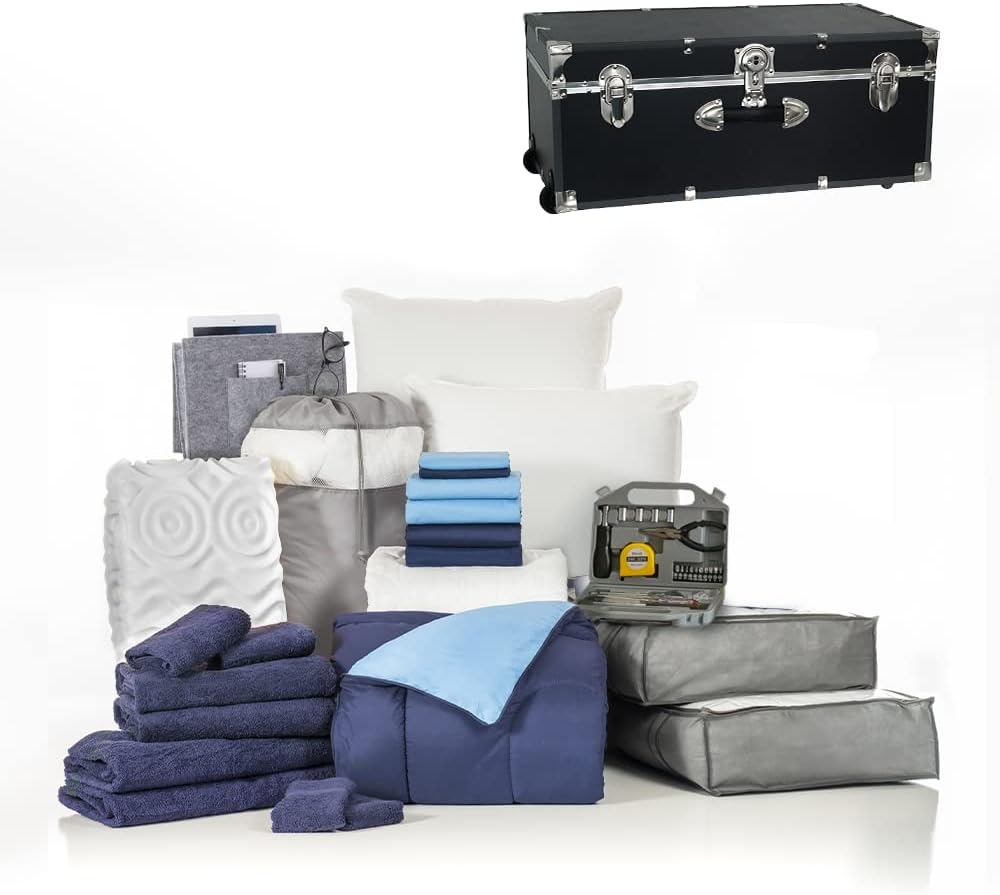 Twin XL Blue and Navy Bedding Bath Set Z9523