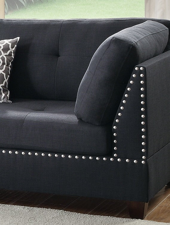 3 PCS L-Shaped Bonded Leather Sectional Sofa Set with Ottoman E498