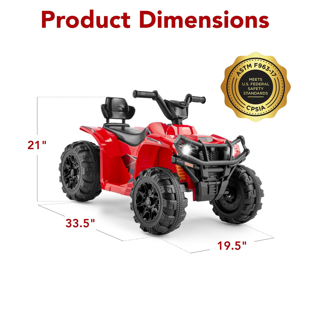 12V Kids Ride-On ATV Quad with LED Lights, Black V6313