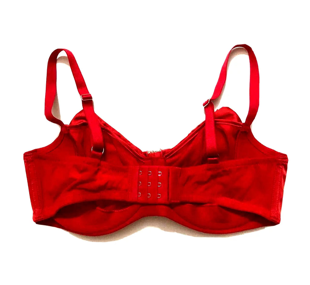 Red Sheer Mesh Balconette Bra 34DDD E535939