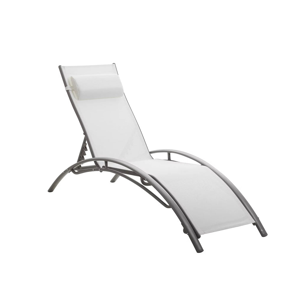 Set of 2 White Adjustable Patio Lounge Chairs S4666