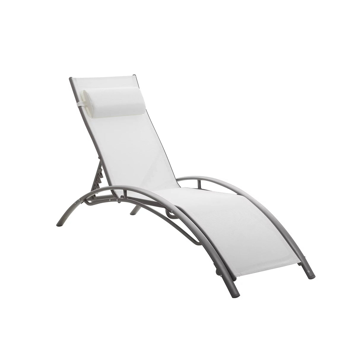 Set of 2 White Adjustable Patio Lounge Chairs S4666