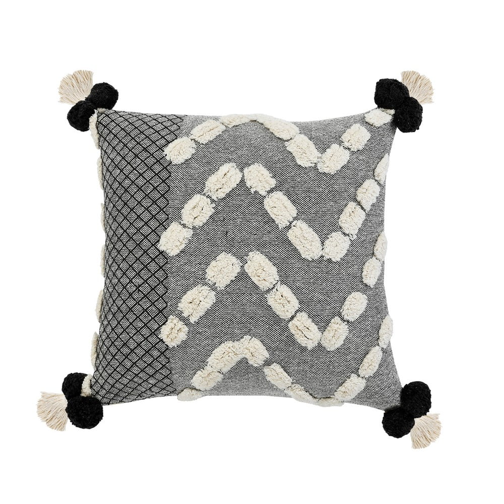 20" x 20" Hand-stitched Gray White Geometric Organic Cotton Pillow Cover S1205