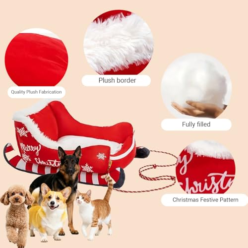 Red Small Washable Plush Dog Bed M880954