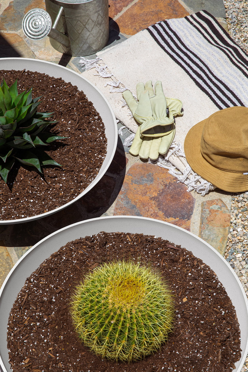 24" Plastic-Stone Planter 2-Pack White E23363