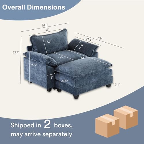 Beige Chenille 3-Seat Sectional Sofa with Ottoman I9201