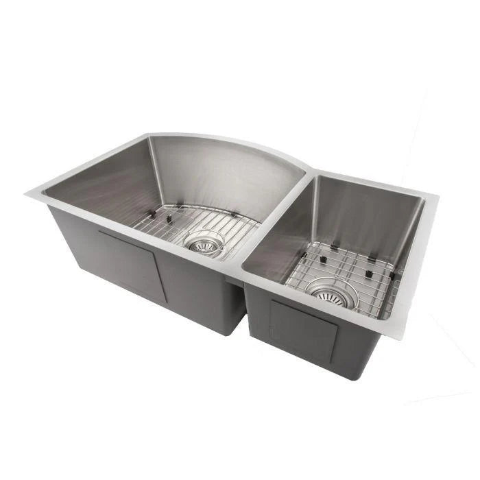 33 in. Stainless Steel Double Bowl Kitchen Sink with Bottom Grid L825