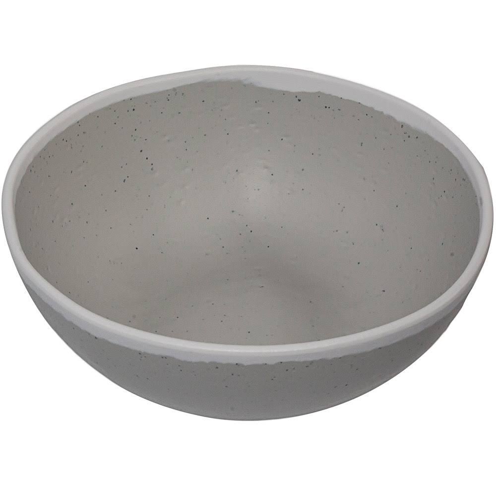 1.5 qt. Glazed Grey Melamine Bowl with White Trim Z154586