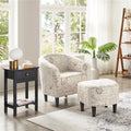 Velvet Accent Arm Chair and Ottoman Set Gray F385935