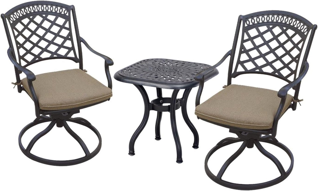 3 Piece Cast Aluminum Patio Bistro Set with Swivel Rockers M842