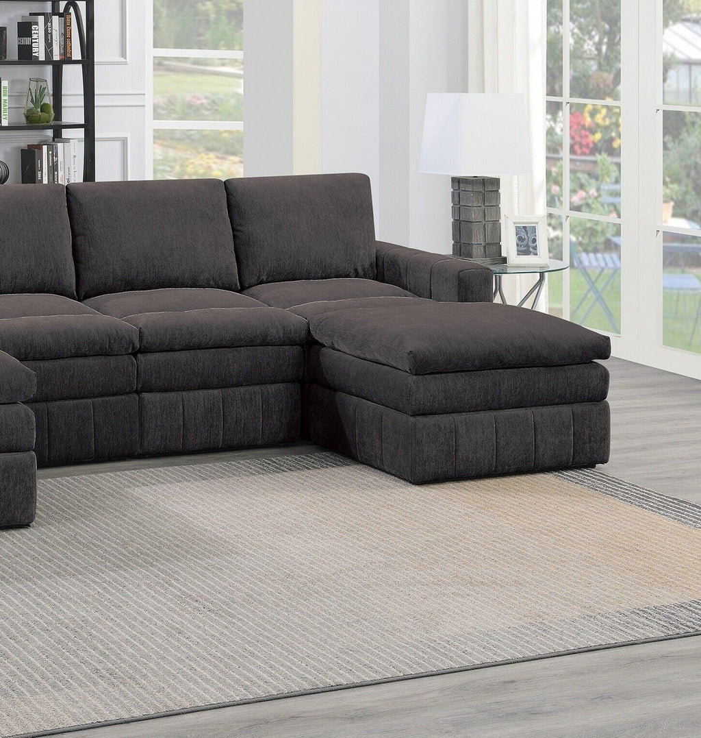 Plush Cushion 6pc Modular Sectional Set with Ottoman Y599
