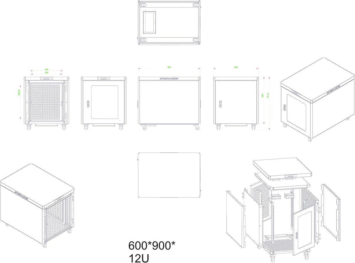 12U 35 inch Depth Soundproof Server Rack Cabinet Q27314