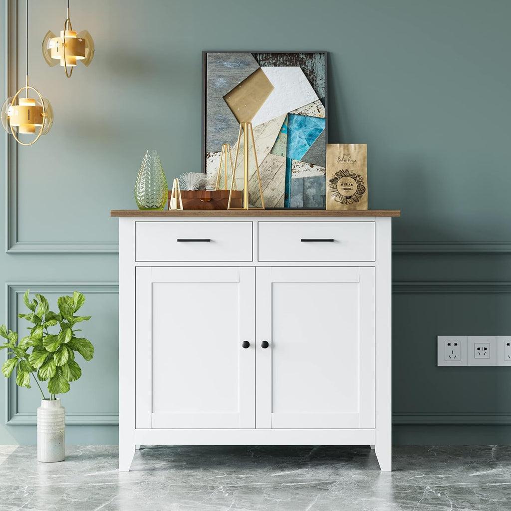 Ivory White Kitchen Storage Cabinet with Drawers and Doors X6916