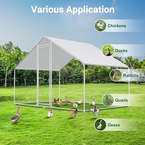 Large Metal Chicken Coop with Waterproof Cover Q7611