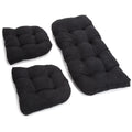 Black Microsuede Tufted Settee Cushion Set, Set of 3 R274664