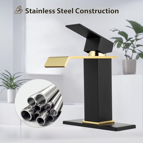 Black and Gold Single-Handle Bathroom Sink Faucet I45847