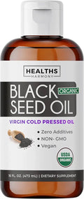 Organic Black Seed Oil Liquid 16 fl oz Cold-Pressed Vegan Gluten-Free Non-GMO S292