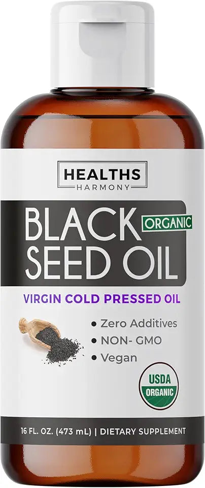 Organic Black Seed Oil Liquid 16 fl oz Cold-Pressed Vegan Gluten-Free Non-GMO S292