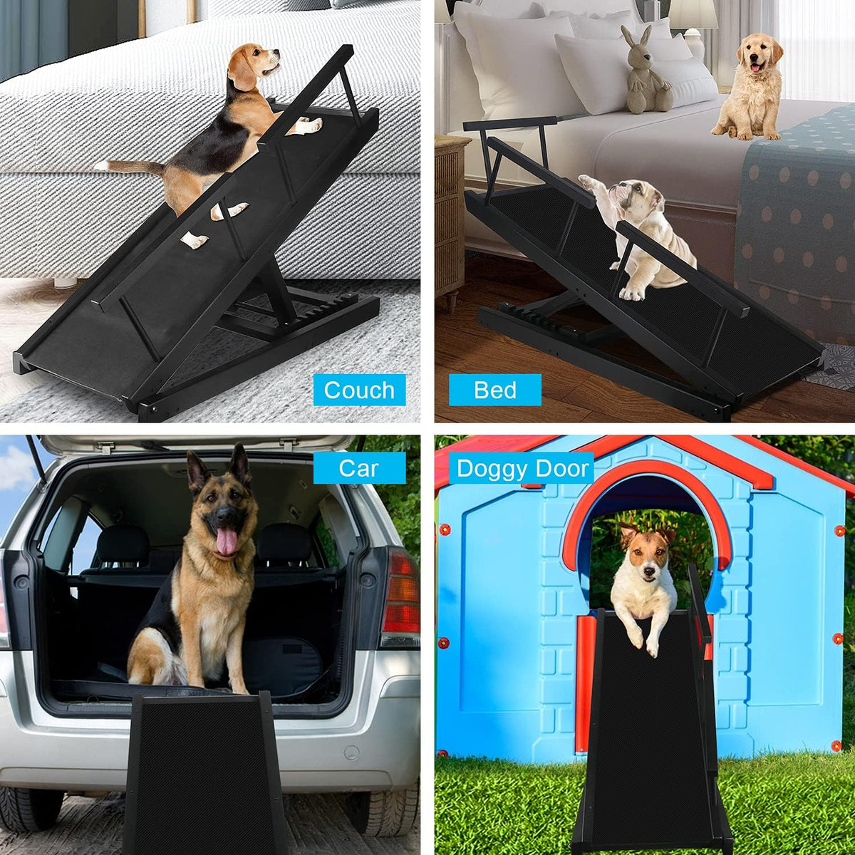 Adjustable Foldable Non-Slip Pet Ramp with Side Rails W838