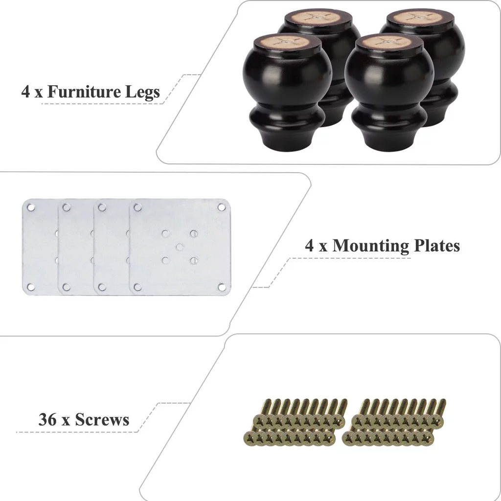 4" Wood Furniture Leg 4 Pack U6895