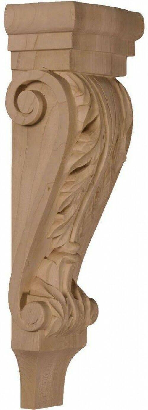 5 1/8 inchw x 3 3/8 inchd x 15 1/2 inchh Medium Acanthus Wood Corbel, Walnut S73589