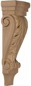 5 1/8 inchw x 3 3/8 inchd x 15 1/2 inchh Medium Acanthus Wood Corbel, Walnut S73589