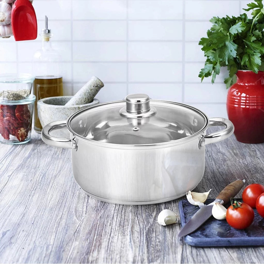 5-Quart Stainless-Steel Dutch Oven with Glass Lid B230450