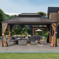 10'x12' Hardtop Steel Aluminum Gazebo with Curtains and Netting W378714
