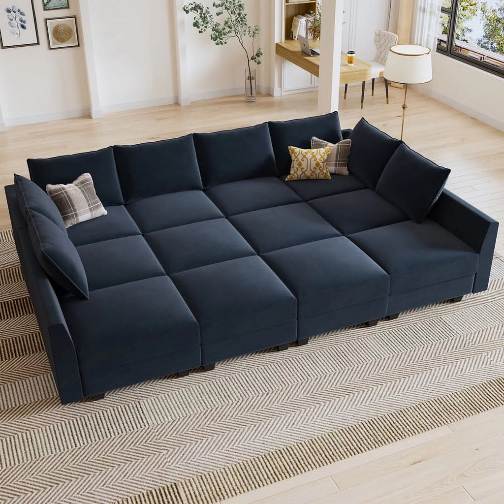 Dark Blue Sectional Sofa Bed with Storage N402974