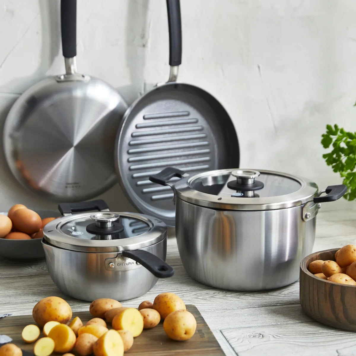 Stainless Steel Ceramic Nonstick 11-Piece Cookware Set V709
