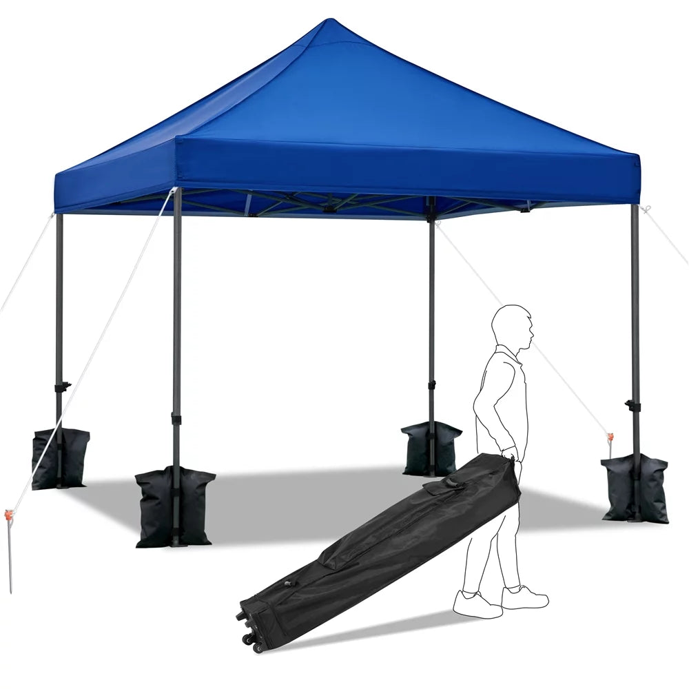 Adjustable 10' x 10' Pop-up Canopy with Wheeled Carry Bag, Blue S829750